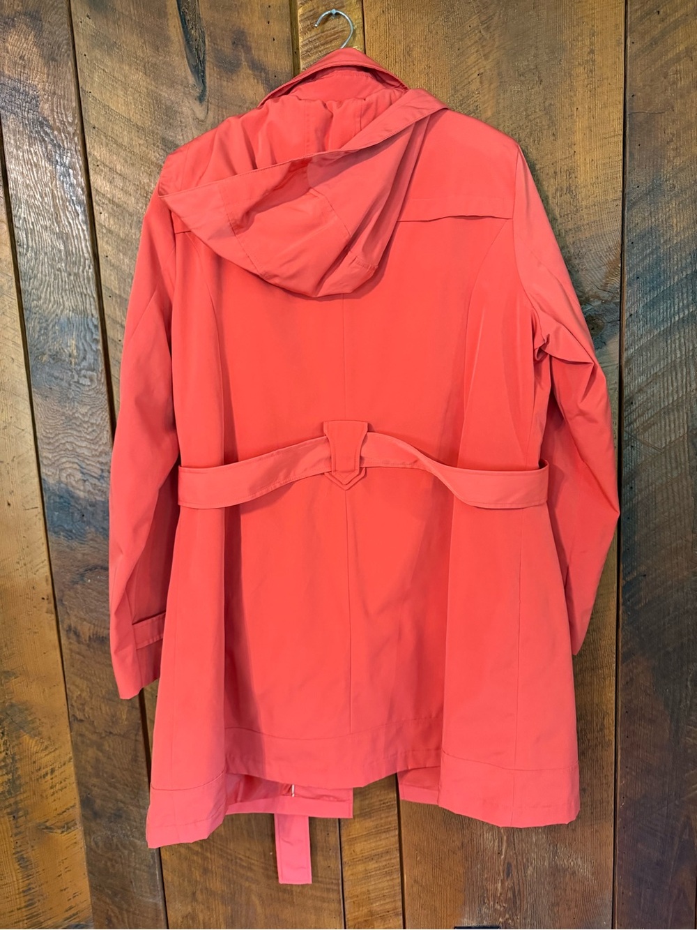 Liz Claiborne XL NWT Belted Trench Coat Hooded Rain Jacket Coastal Preppy - Picture 7 of 15